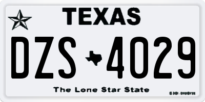 TX license plate DZS4029