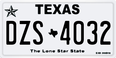 TX license plate DZS4032