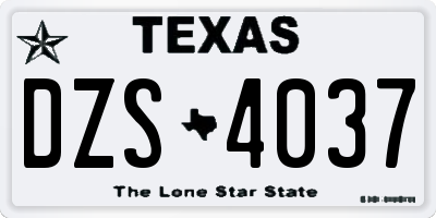 TX license plate DZS4037