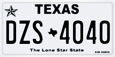 TX license plate DZS4040