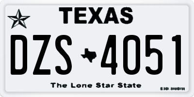 TX license plate DZS4051