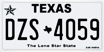 TX license plate DZS4059