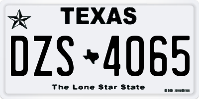 TX license plate DZS4065