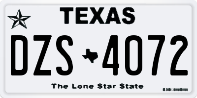 TX license plate DZS4072