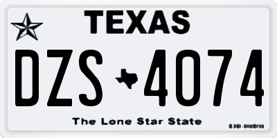 TX license plate DZS4074