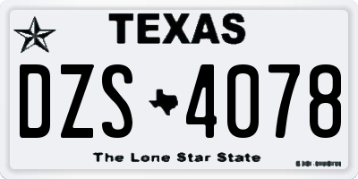 TX license plate DZS4078