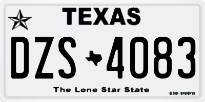 TX license plate DZS4083