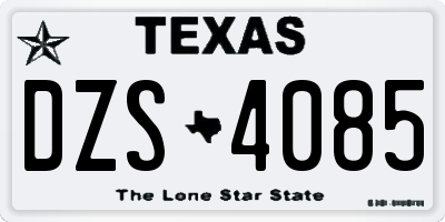 TX license plate DZS4085