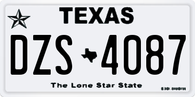 TX license plate DZS4087