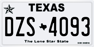 TX license plate DZS4093