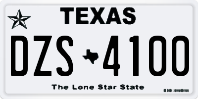 TX license plate DZS4100