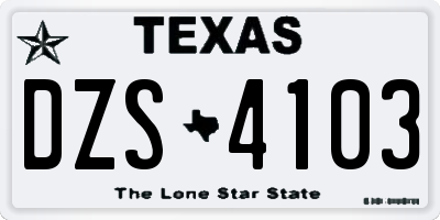 TX license plate DZS4103