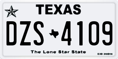 TX license plate DZS4109