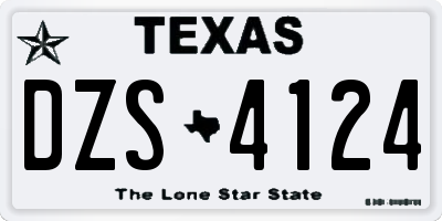 TX license plate DZS4124
