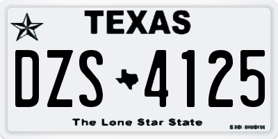TX license plate DZS4125