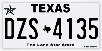 TX license plate DZS4135