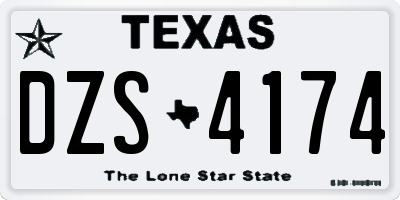 TX license plate DZS4174
