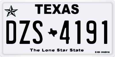 TX license plate DZS4191
