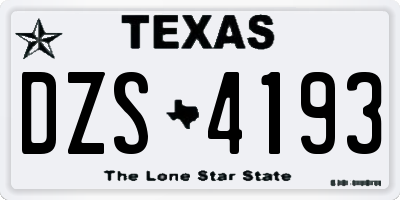 TX license plate DZS4193