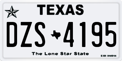 TX license plate DZS4195