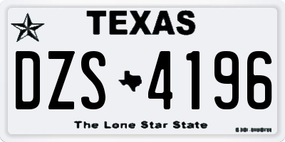 TX license plate DZS4196