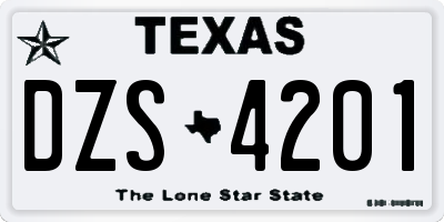 TX license plate DZS4201