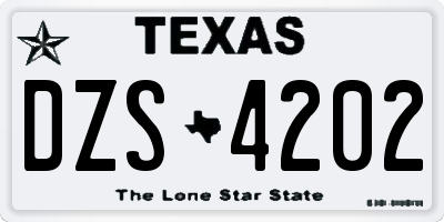 TX license plate DZS4202