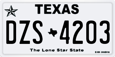 TX license plate DZS4203