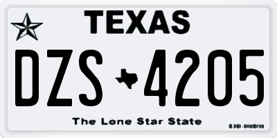 TX license plate DZS4205