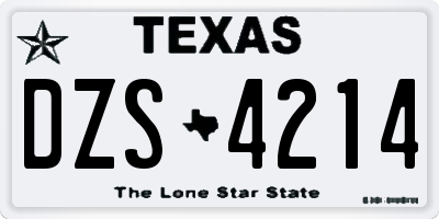 TX license plate DZS4214