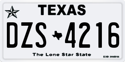 TX license plate DZS4216