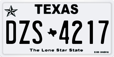 TX license plate DZS4217