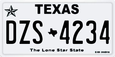TX license plate DZS4234
