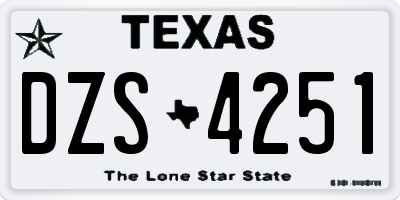 TX license plate DZS4251