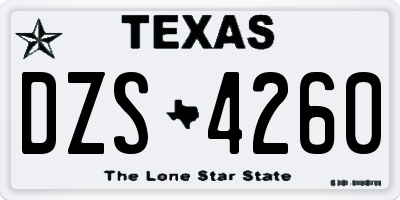 TX license plate DZS4260