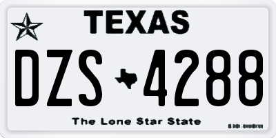 TX license plate DZS4288