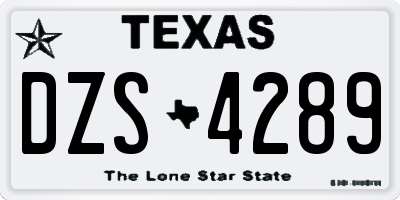TX license plate DZS4289