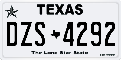 TX license plate DZS4292