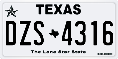 TX license plate DZS4316