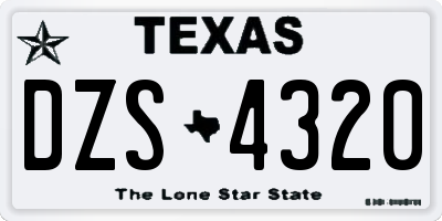 TX license plate DZS4320