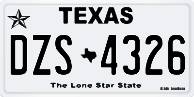 TX license plate DZS4326