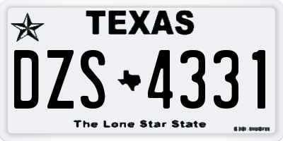 TX license plate DZS4331