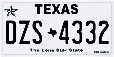 TX license plate DZS4332