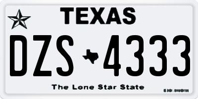 TX license plate DZS4333