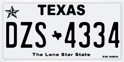 TX license plate DZS4334