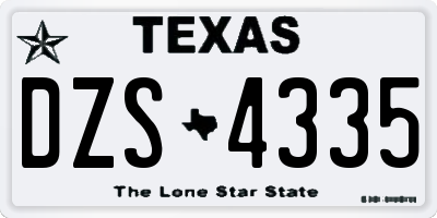 TX license plate DZS4335