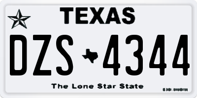 TX license plate DZS4344