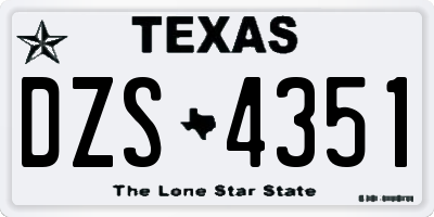 TX license plate DZS4351