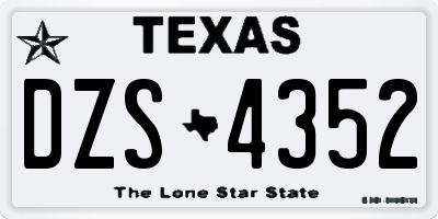 TX license plate DZS4352