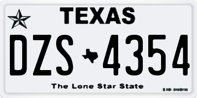 TX license plate DZS4354